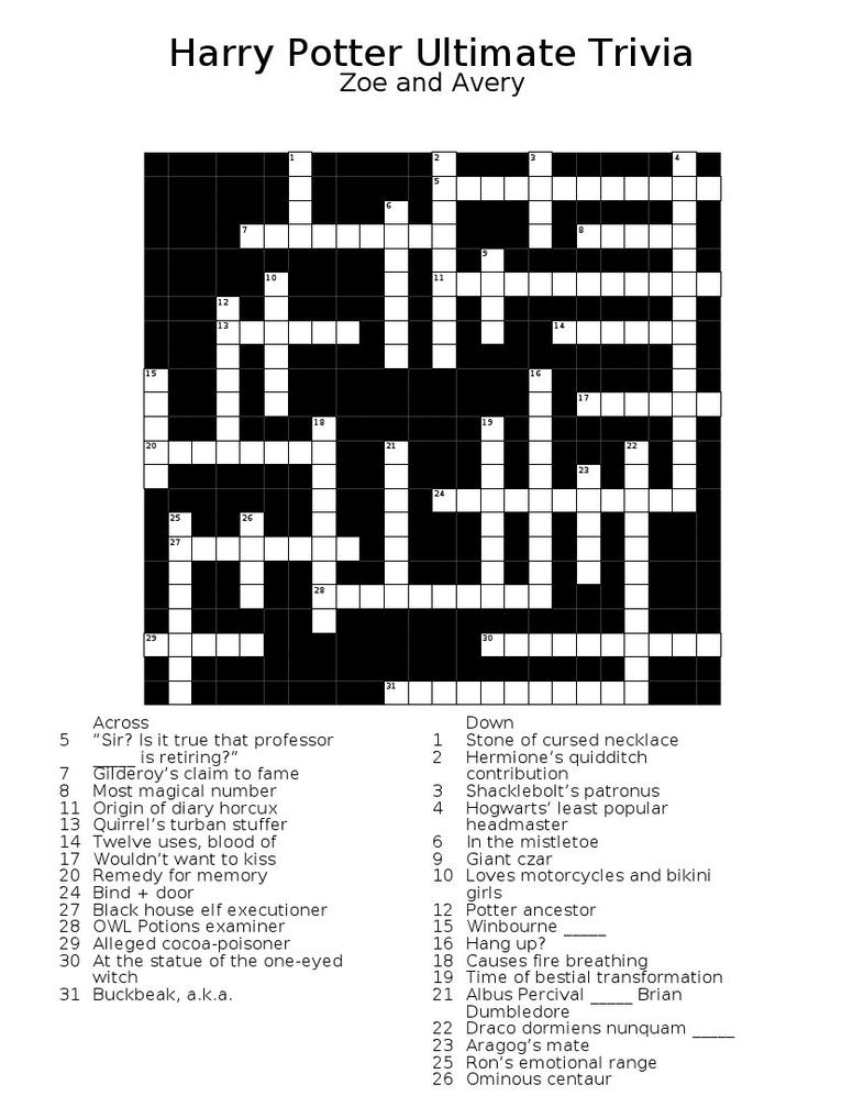Harry Potter Ultimate Crossword by WhisperingWindxx on DeviantArt