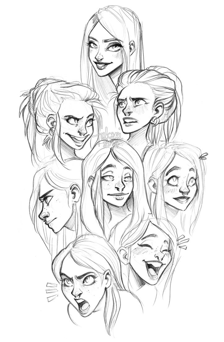 Draw cartoon facial expressions