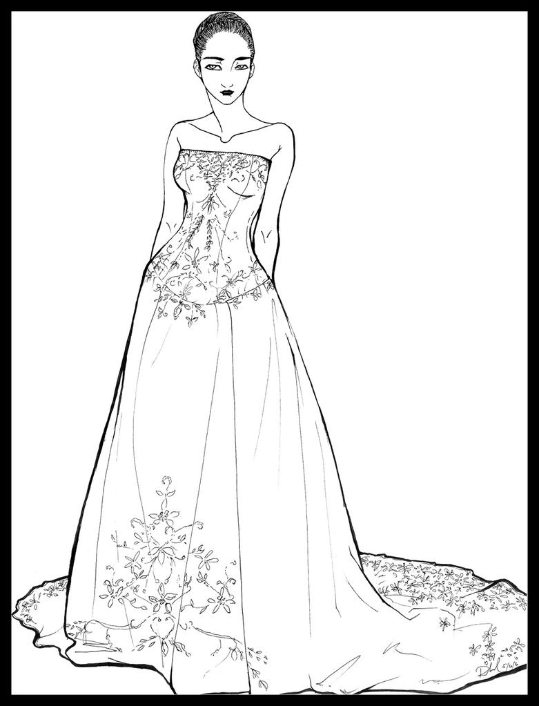 Lineart of a Wedding Gown by dichromaticbeagle on DeviantArt